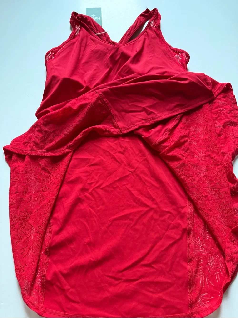 Halara SoftlyZero Airy Racerback Contrsst Lace Mini Yoga Active Dress